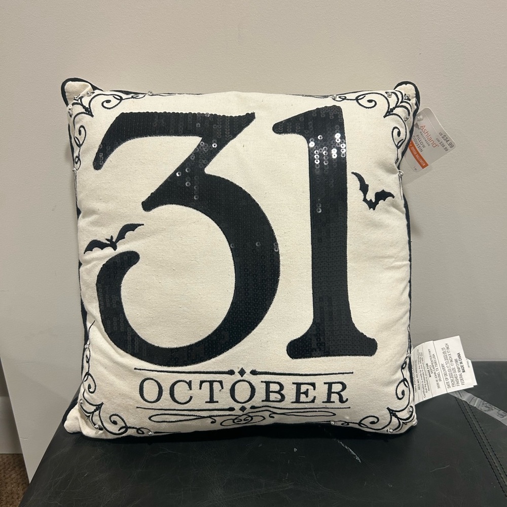 Ashland Black and White October 31 Pillow